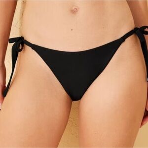 New Shade & Shore Women's Black Side-Tie Medium Coverage Bikini Bottoms Large